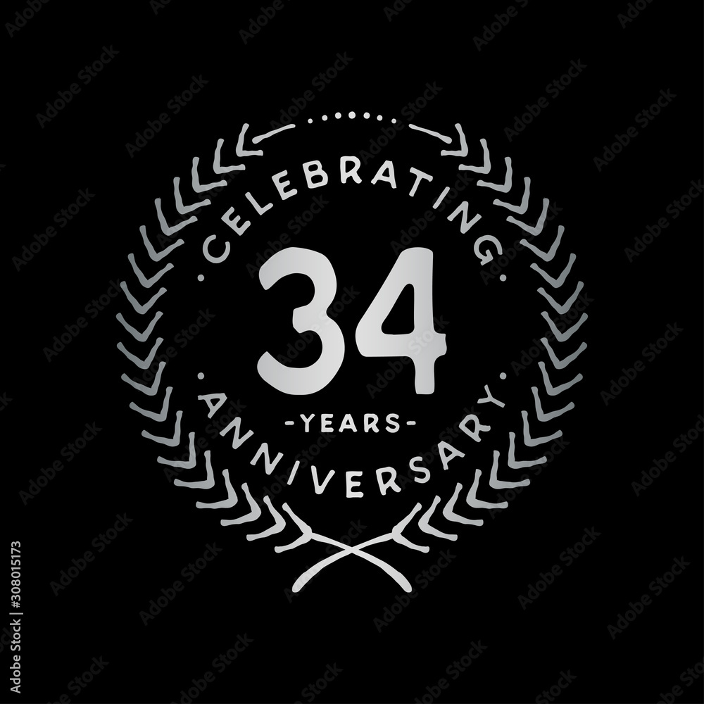 34 years design template. 34th vector and illustration.