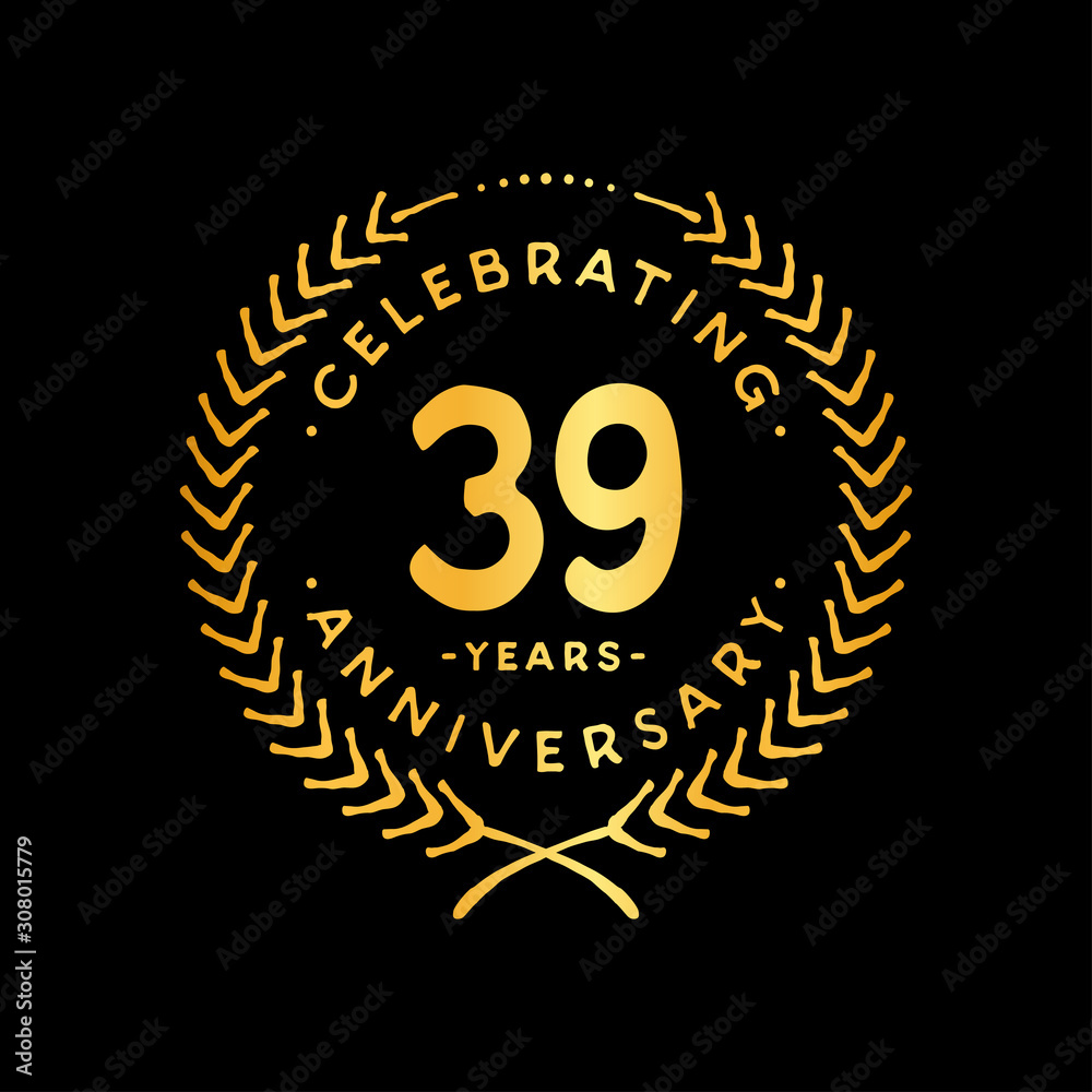 Naklejka premium 39 years design template. 39th vector and illustration.