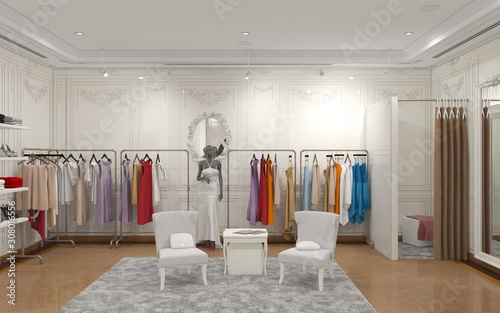 clothing store, interior visualization, 3D illustration © vadim_fl