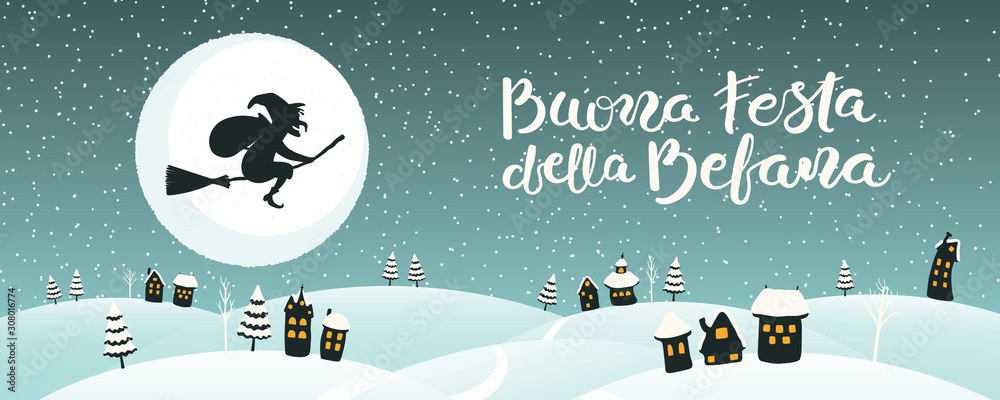 Befana Flat Vector Design Illustration Stock Illustration