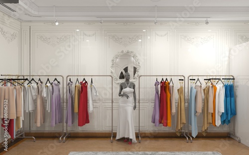 Wallpaper Mural clothing store, interior visualization, 3D illustration Torontodigital.ca
