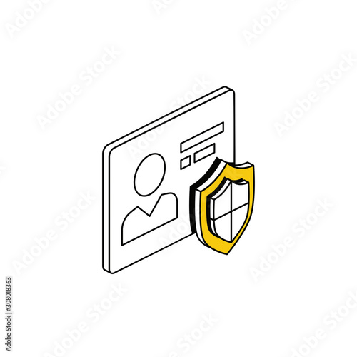 User account security. Vector line, 3d stroke isometric, color web icon, new flat style. Creative illustration design, abstract idea for infographics.