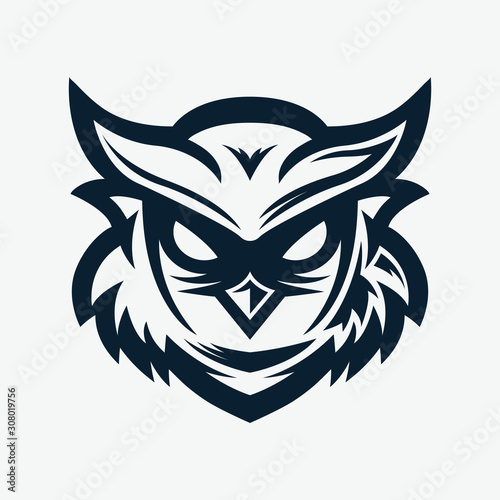 stock vector owl line mascot logo illustration.