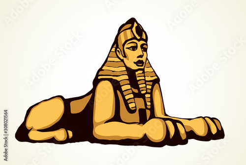 Egyptian sphinx. Vector pen drawing