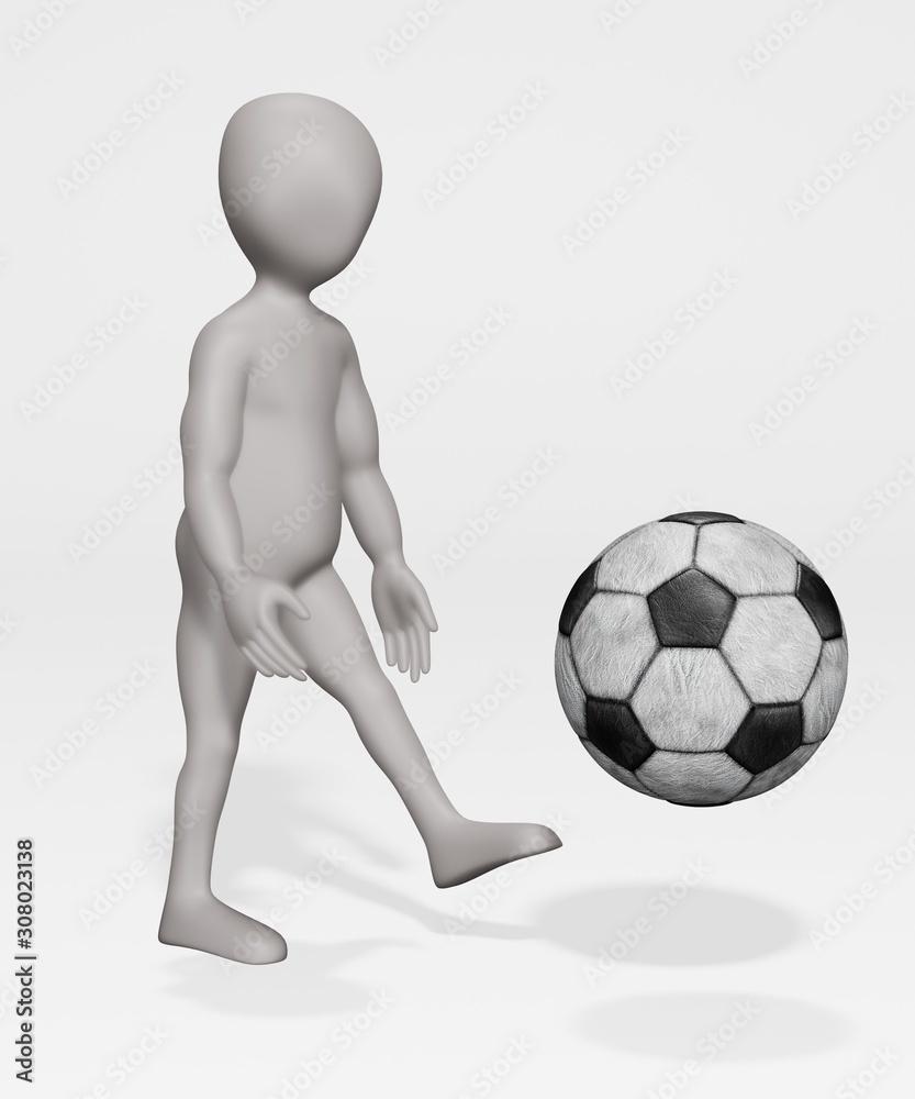 3D Render of Cartoon Character with Football 3D Render of Cartoon Character with Football
