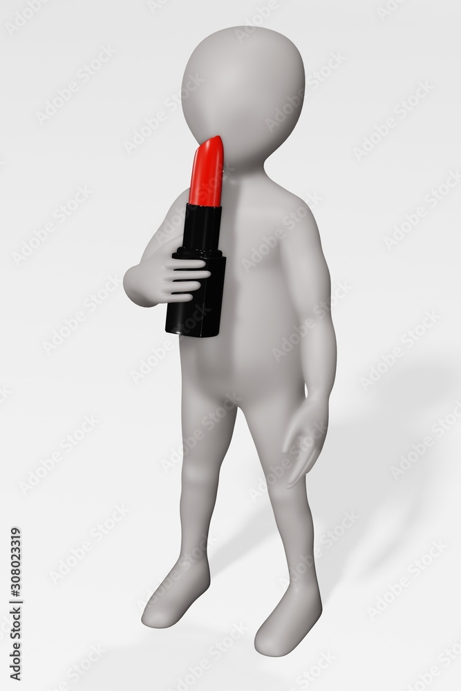 3D Render of Cartoon Character with Lipstick 3D Render of Cartoon Character with Lipstick