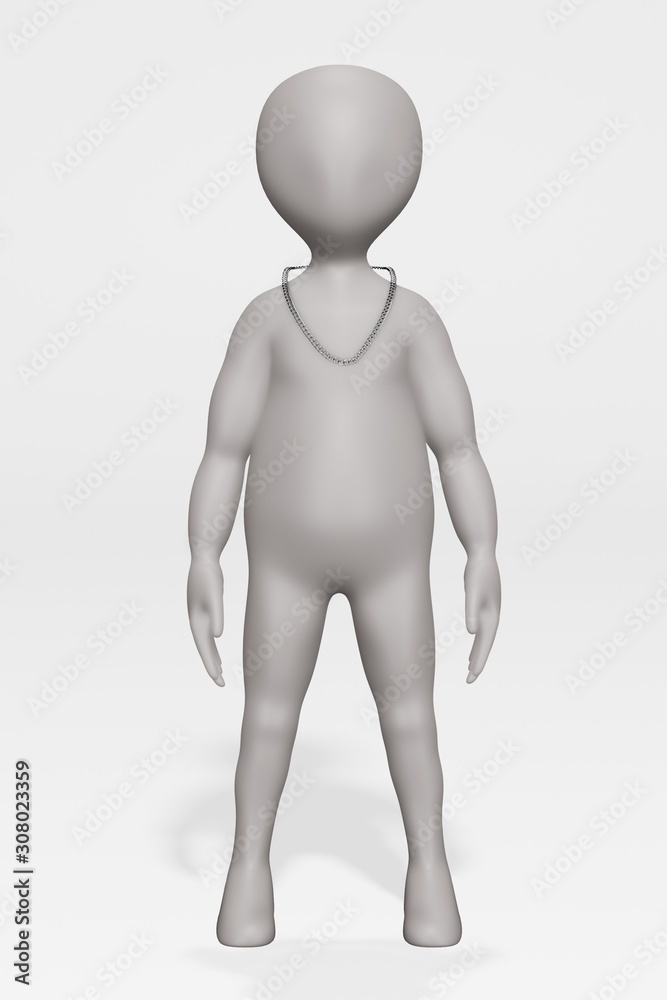 3D Render of Cartoon Character with Necklace 3D Render of Cartoon Character with Necklace