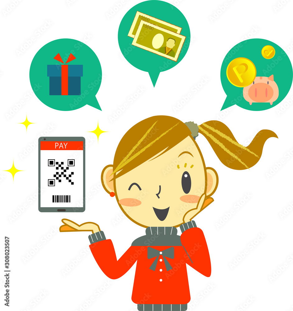 キャッシュレス決済 アニメキャラ女子 Stock Vector Adobe Stock