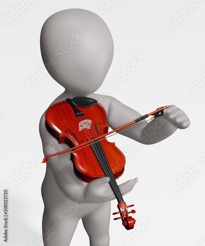 3D Render of Cartoon Character with Violin