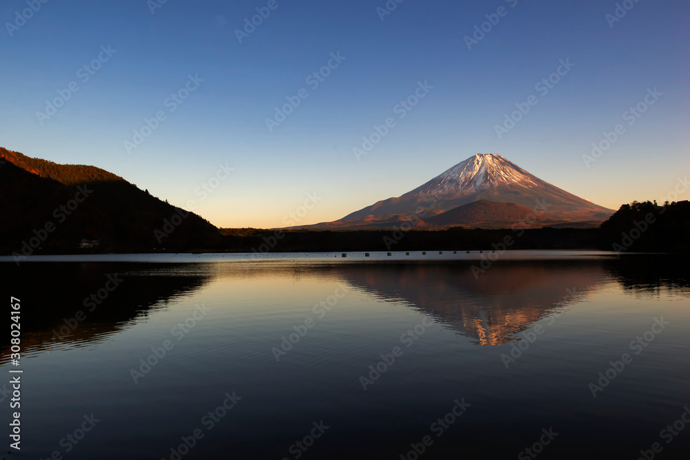 Fuji Mountain Reflection at Sunset, Lake Shoji, Japan