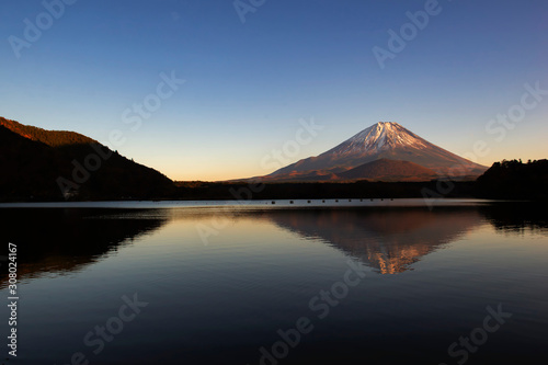Fuji Mountain Reflection at Sunset  Lake Shoji  Japan