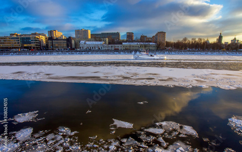 Photography Icebreaker - boat at  Moscow river .