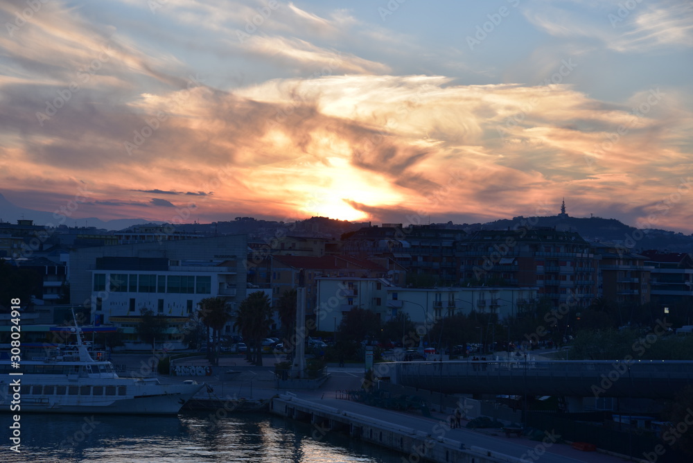 Beautiful Sunset in Pescara city at Spring, Abruzzo, Italy
