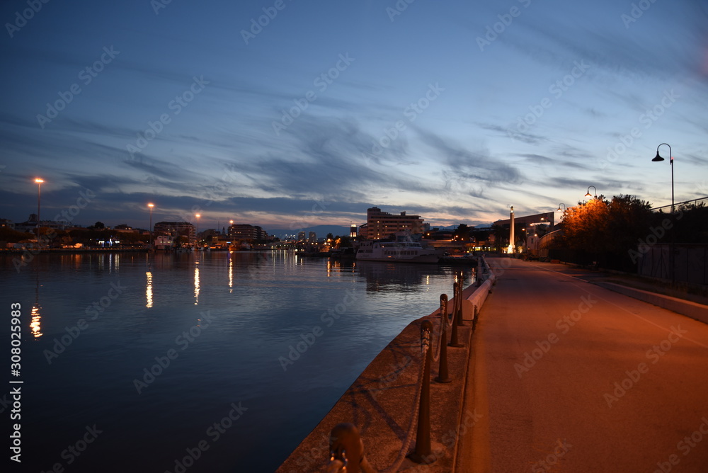 Pescara River at Sunset, View From the Bridge Pescara River at Sunset, View From the Bridge