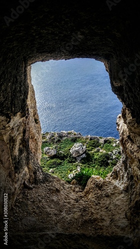 Stone Window at Dingli Cliffs with beautiful perspective view