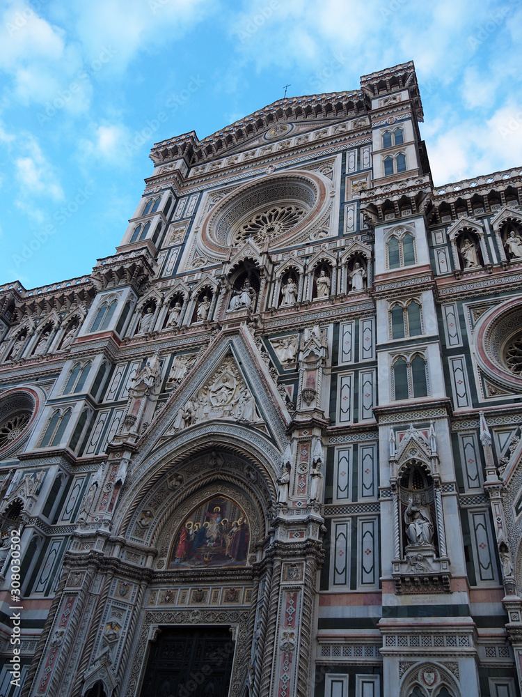 Detail of the Florence Cathedral (Duomo di Firenze, Cattedrale di Santa Maria del Fiore) in Florence, Italy