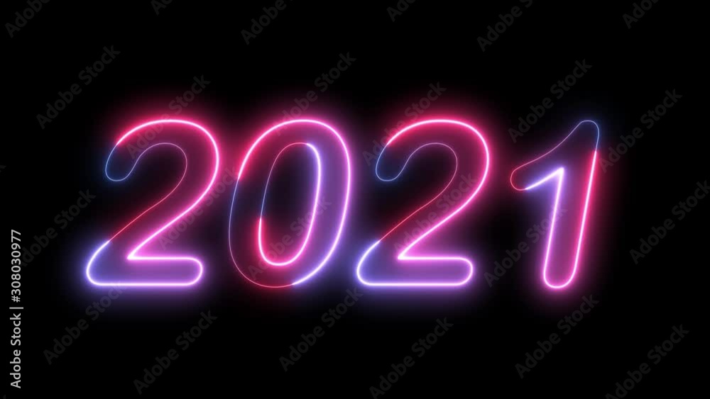 Seamless Looping Happy New Year Neon Glow Lettering Animation 2021 Seamless Looping Happy New Year Neon Glow Lettering Animation 2021