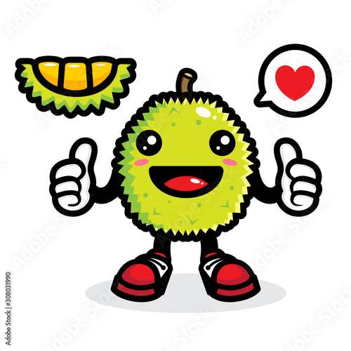 happy durian fruit mascot vector design