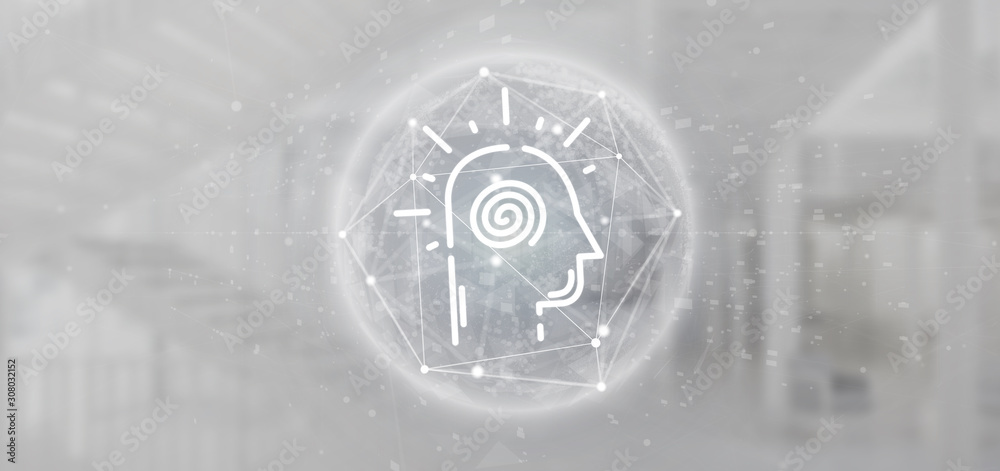 Conscious head icon on a color background Conscious head icon on a color background