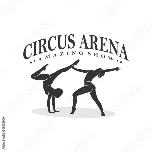 Circus with Dancer Icon Logo Design Vector Template, Icon Symbol, Illustration