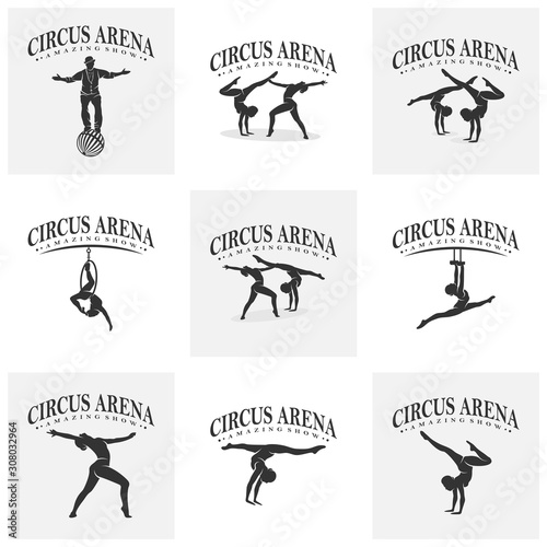 Set of Circus with Dancer Icon Logo Design Vector Template, Icon Symbol, Illustration