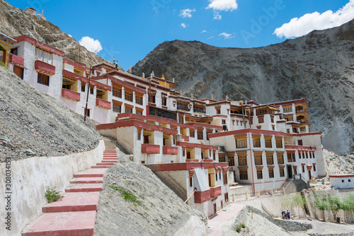 Ladakh, India - Jun 28 2019 - Rizong Monastery (Rizong Gompa) in Skurbuchan, Ladakh, Jammu and Kashmir, India. The Monastery was originally built in 1831. photo