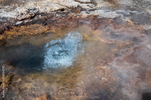 Hot spring and geyser at Sajama National Park in Bolivia