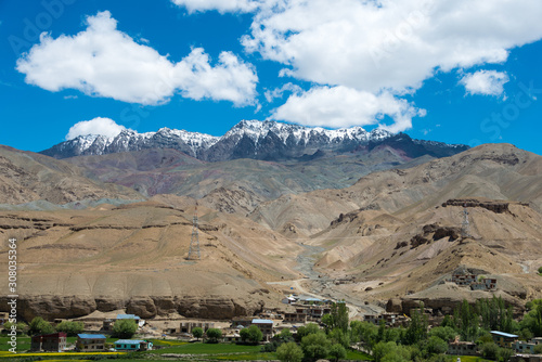 Ladakh, India - Jun 29 2019 - Beautiful scenic view from Between Lamayuru and Kargil in Ladakh, Jammu and Kashmir, India.