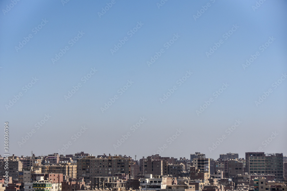 panoramic view of cairo against clear blue sky