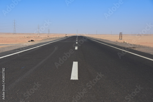 diminishing perspective along desert road