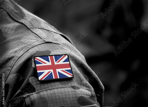 Fotografie Flag of United Kingdom on military uniform