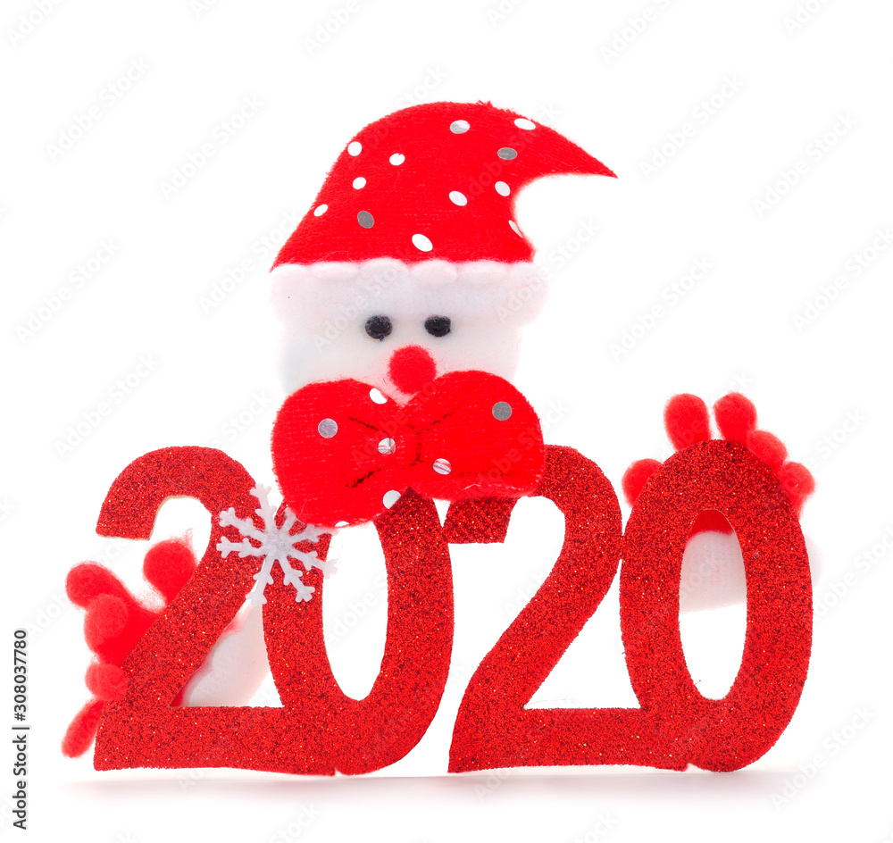 Beautiful Christmas card with Santa Claus and 2020 drawing. Beautiful Christmas card with Santa Claus and 2020 drawing.