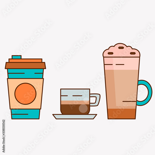 Coffee cup set - Take away coffee, espresso, frappe