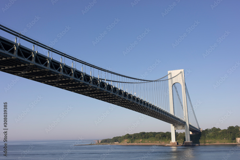 Beautiful Suspension Bridge over Harbor Entrance Beautiful Suspension Bridge over Harbor Entrance