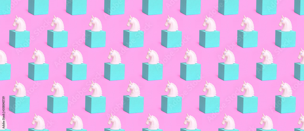 Seamless pattern. Unicorn and geometry minimal Seamless pattern. Unicorn and geometry minimal