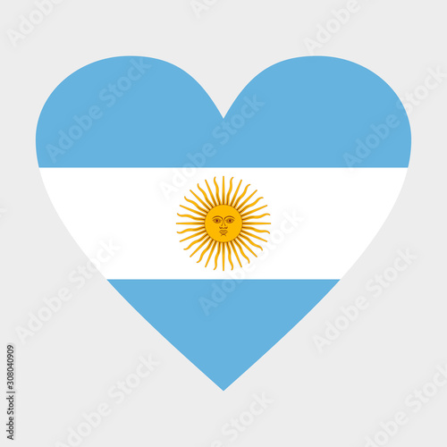Vector flag of Argentina. Heart Argentinian flag. 
