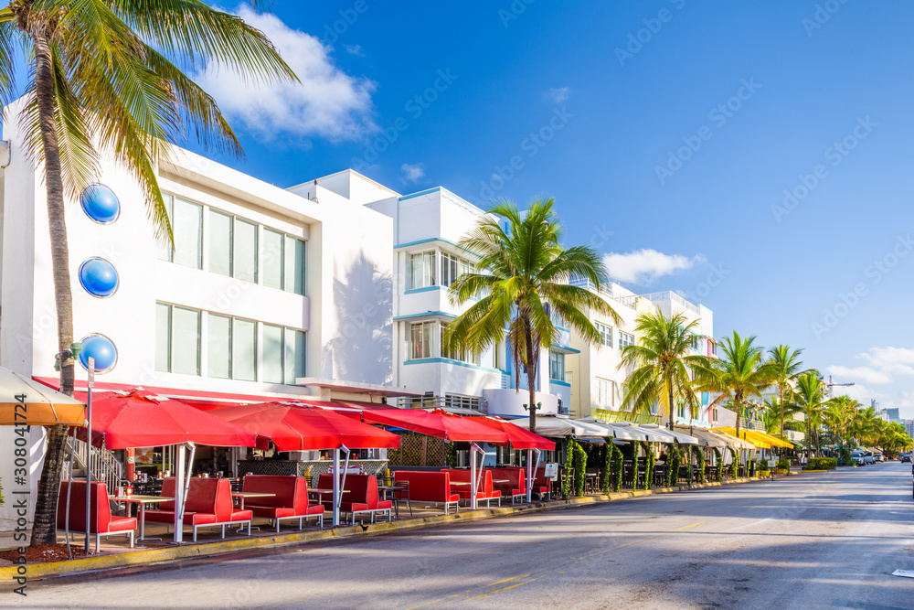 Obraz premium Pejzaż Miami Beach, Floryda, USA na Ocean Drive