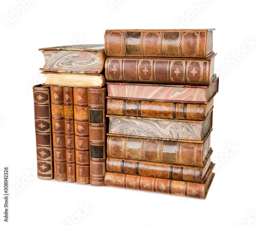 Old books on white background