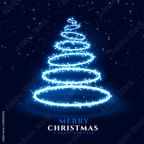 neon christmas tree in ring style background