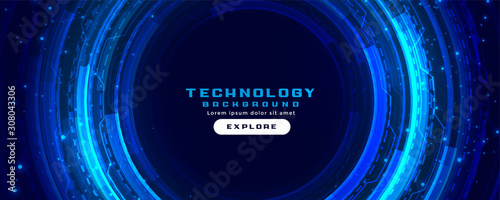 futuristic digital technology concept background in blue colors