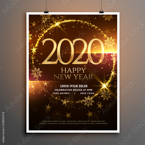 happy new year 2020 shiny flyer template design