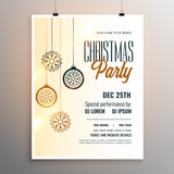 merry christmas party white flyer template design