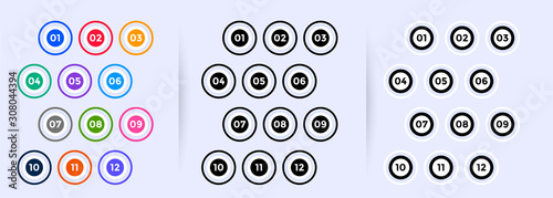 circular bullet points set from one to twelve