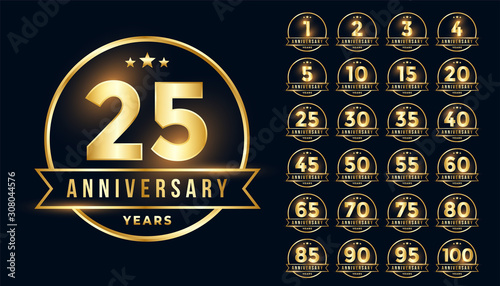 Fotografie, Tablou premium golden anniversary emblem set in line style