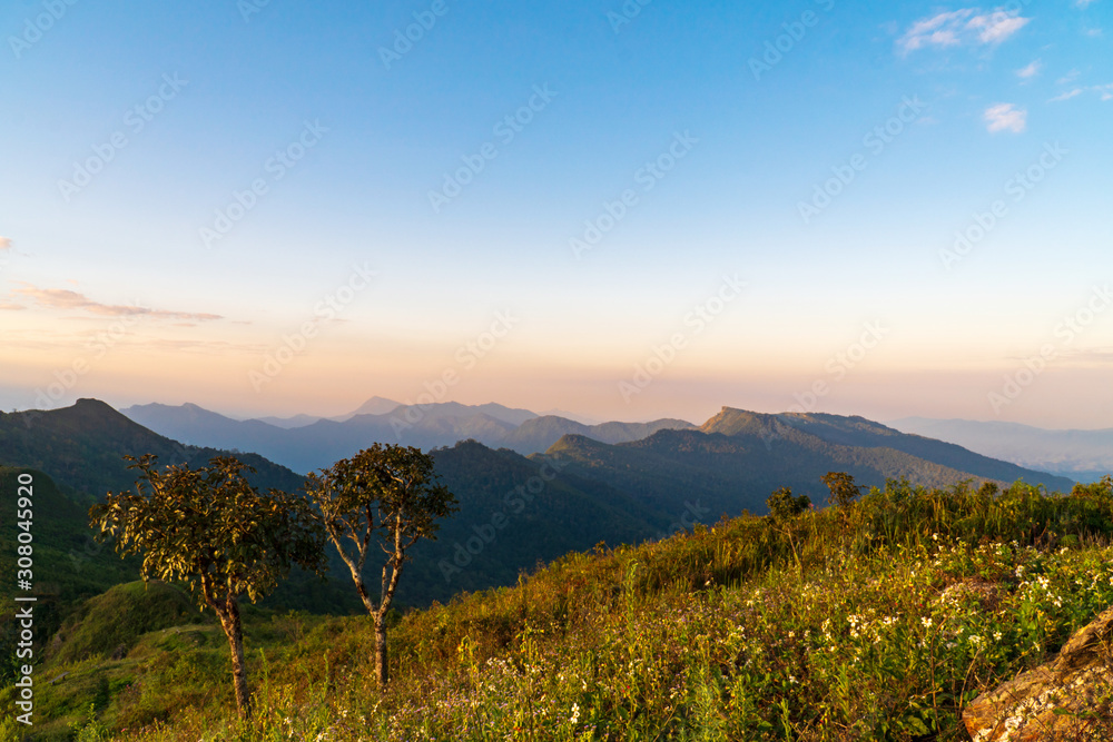 Morning of the foggy day With a mountainous landscape Northern Thailand during the cold season. Morning of the foggy day With a mountainous landscape Northern Thailand during the cold season.