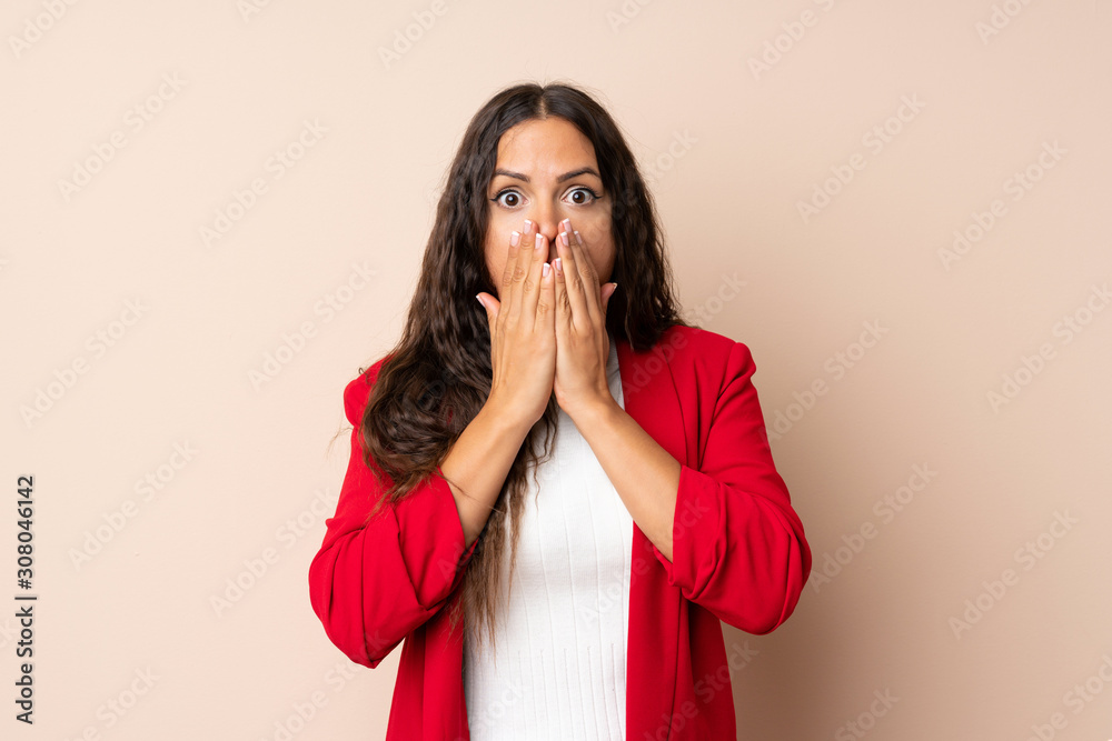 Young woman over isolated background with surprise facial expression Young woman over isolated background with surprise facial expression