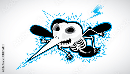 Vector illustration of a cartoon mosquito electric shock. Mosquito repellent vector , stop mosquito sign , no mosquito. Mosquito character.