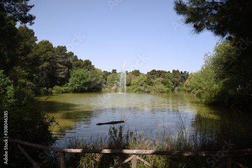 Pescara Natural Reserve Park by Morning with Lake and Fountain