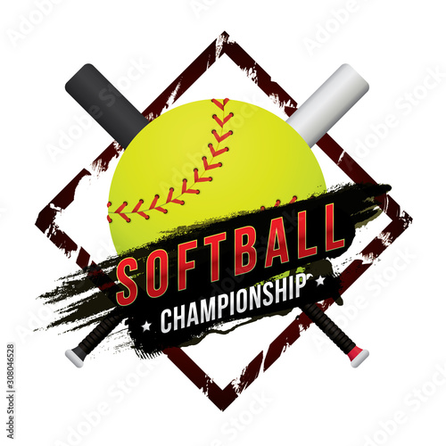 Vector of softball championship badge design.