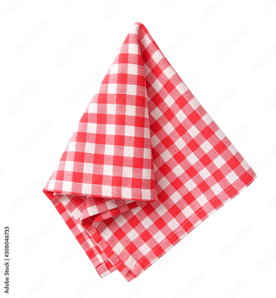 Red picnic cloth isolated,checkered towel. Red picnic cloth isolated,checkered towel.